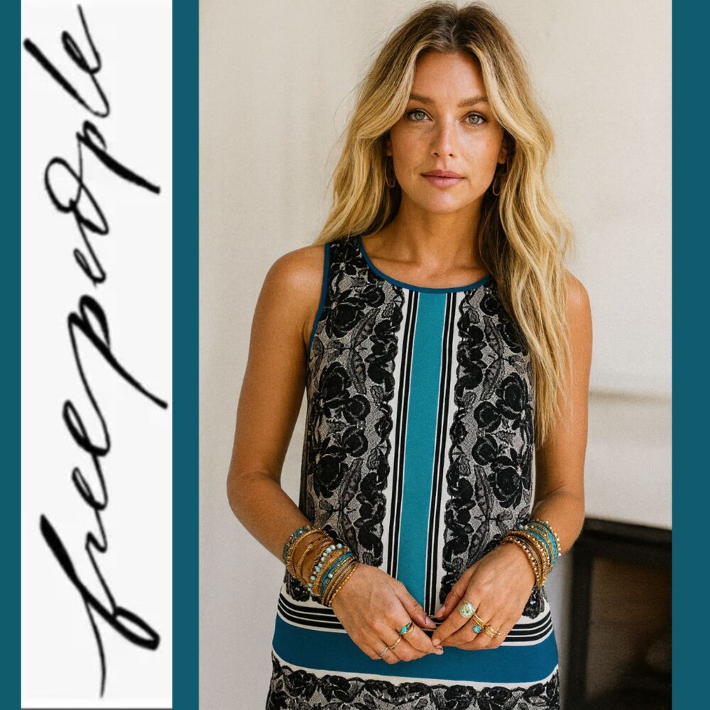 Free People Black Floral Loose Sleeveless Blouse